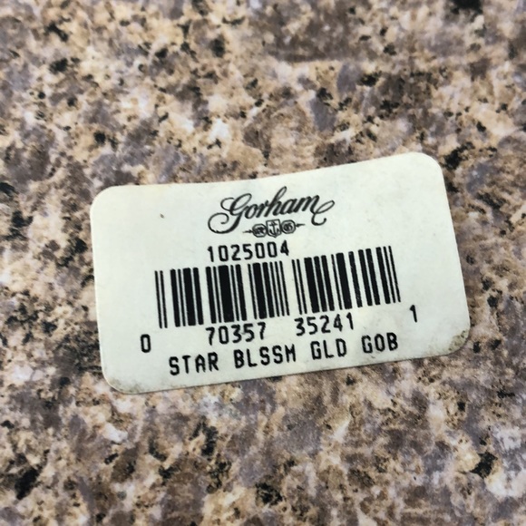 Gorham Star Blossom Gold Trim Full Lead Crystal Water Goblets Set of 4 Glasses - Picture 11 of 11